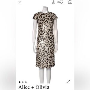 Alice + Olivia Black and Gold Sequin Dress